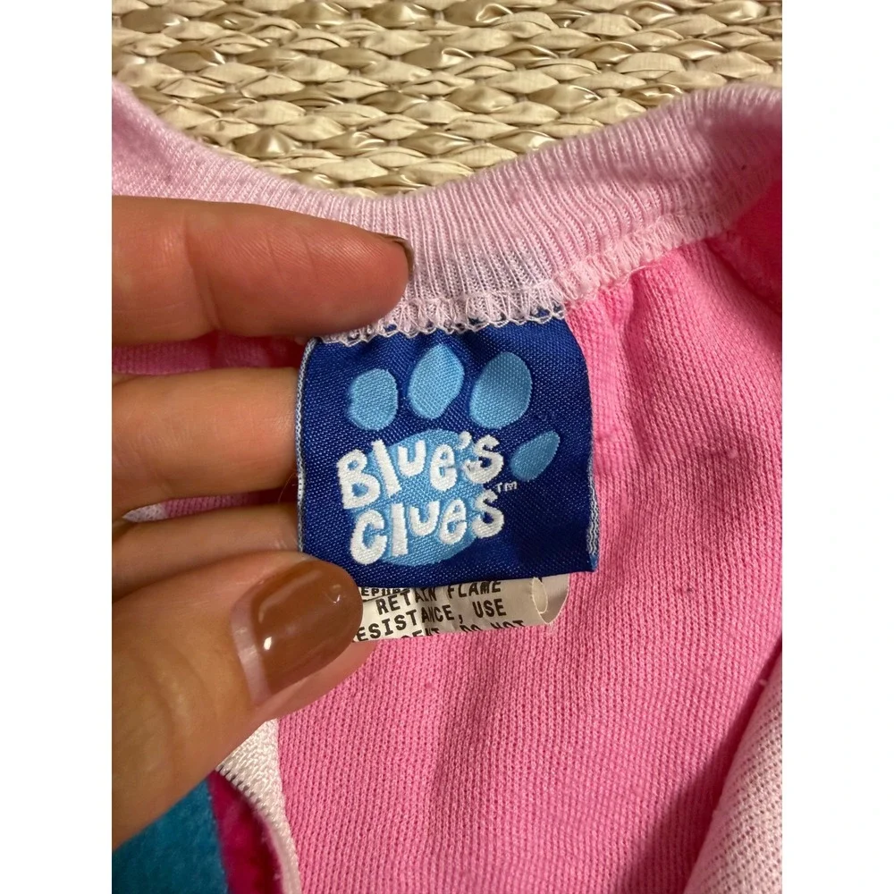 Vintage 1999 Blues Clues Pink Fleece Pajamas Union Suit Kids Size 5 Wormser Y2K